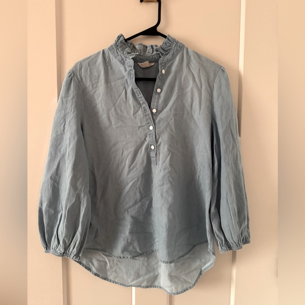 Light Blue Button-Up Blouse Caslon XS denim